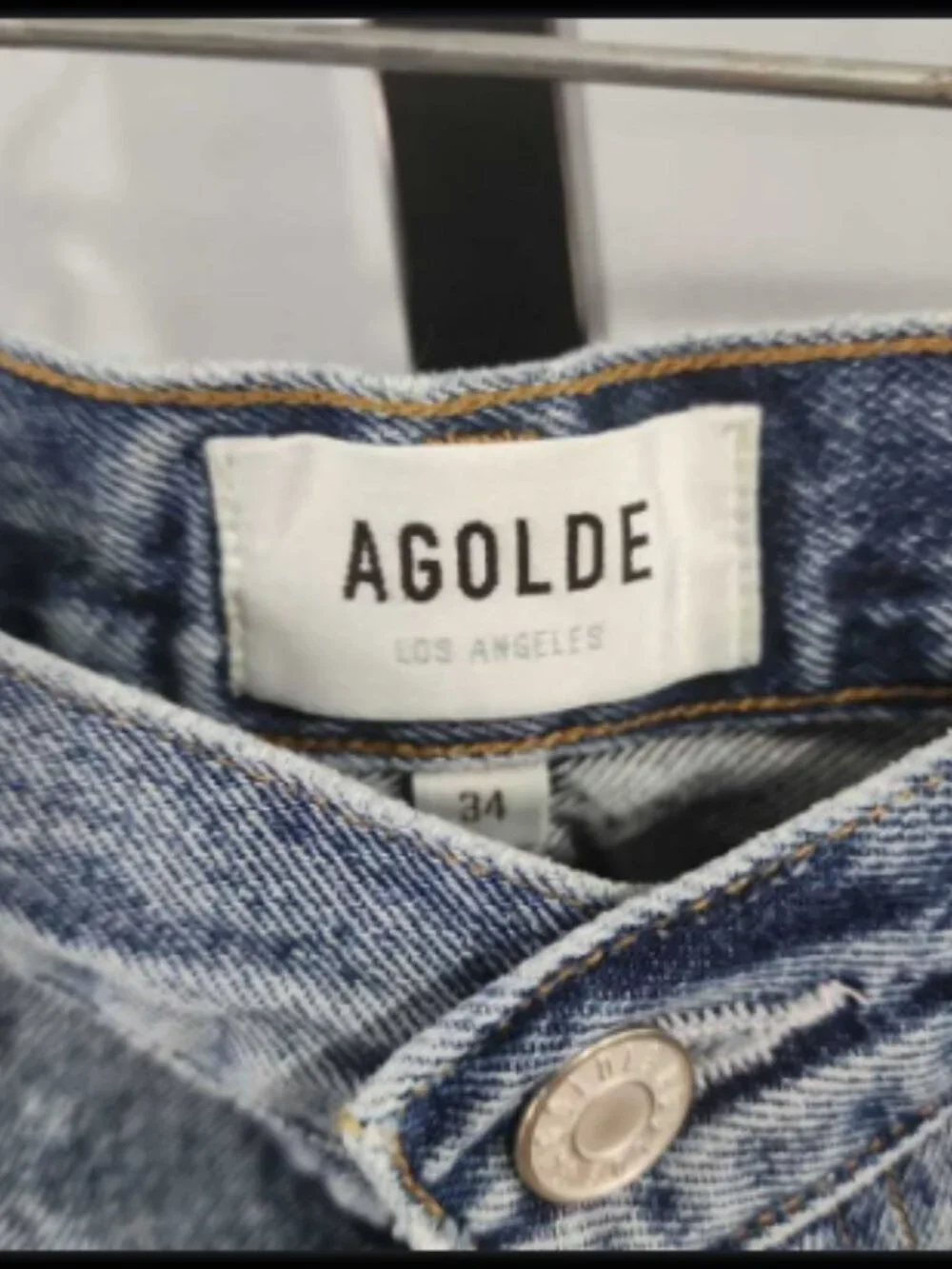 AGOLDE Button Fly Cut Off Denim Shorts, Size 34, Med Wash